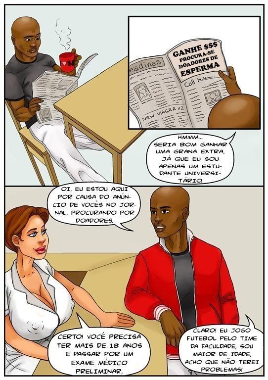 Banco de Esperma 1 - Quadrinhos eróticos interraciais